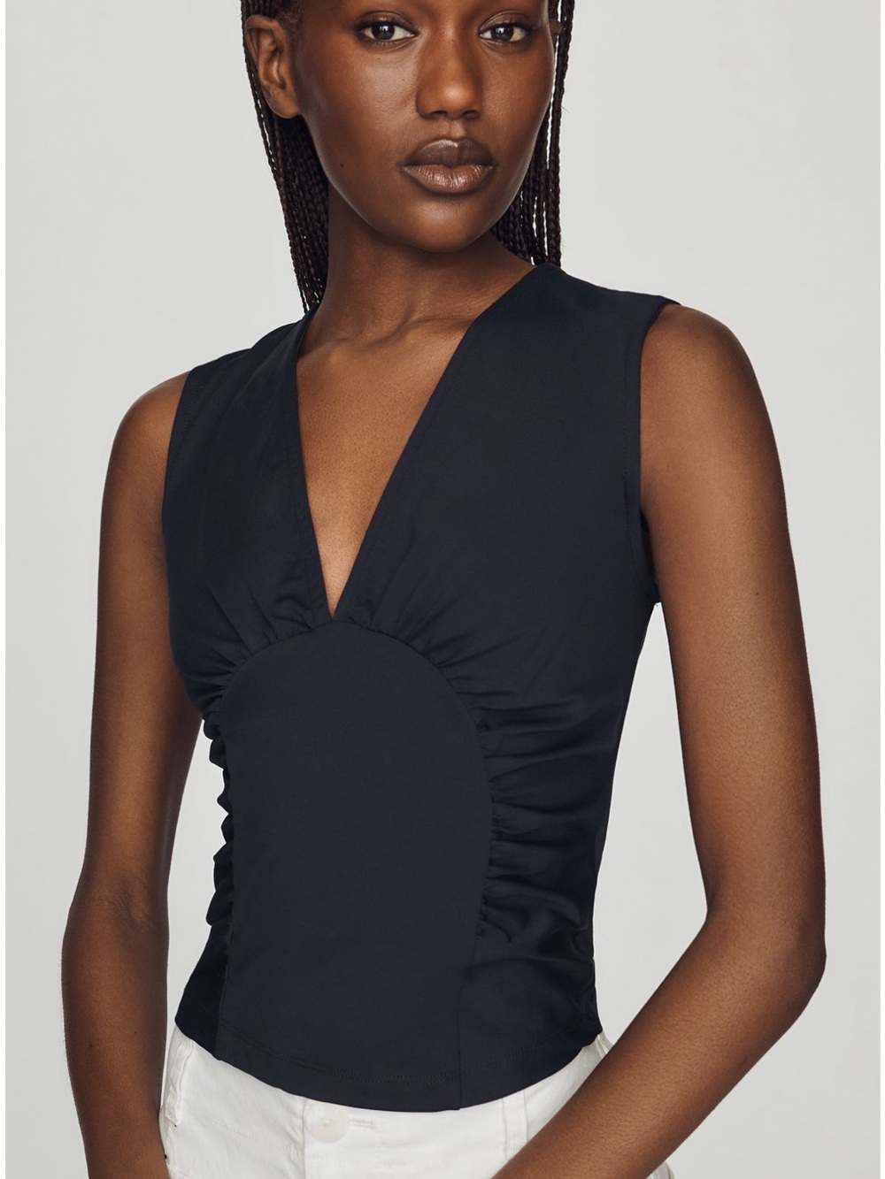 NWT Anthropologie Maeve Black Corset-Style Top Size Medium